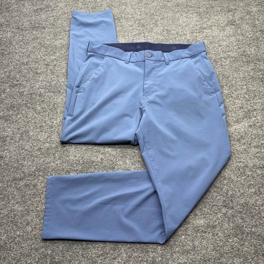 Mizzen + Main Helmsman Slim Blue Performance Chino Golf Pants 32W 30L Mens